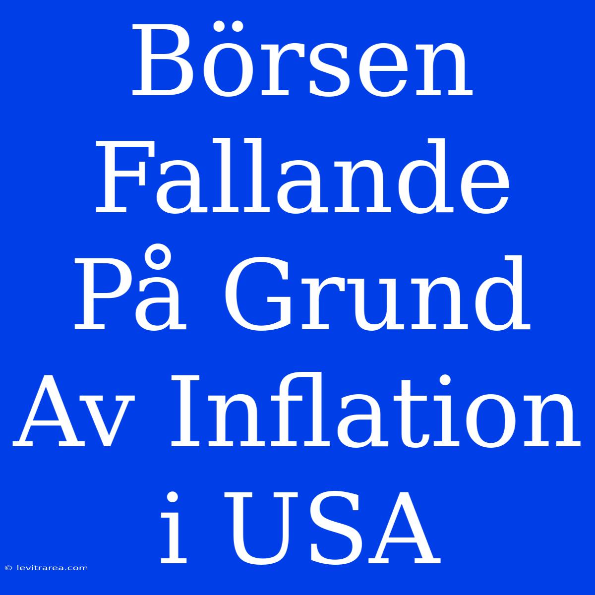 Börsen Fallande På Grund Av Inflation I USA