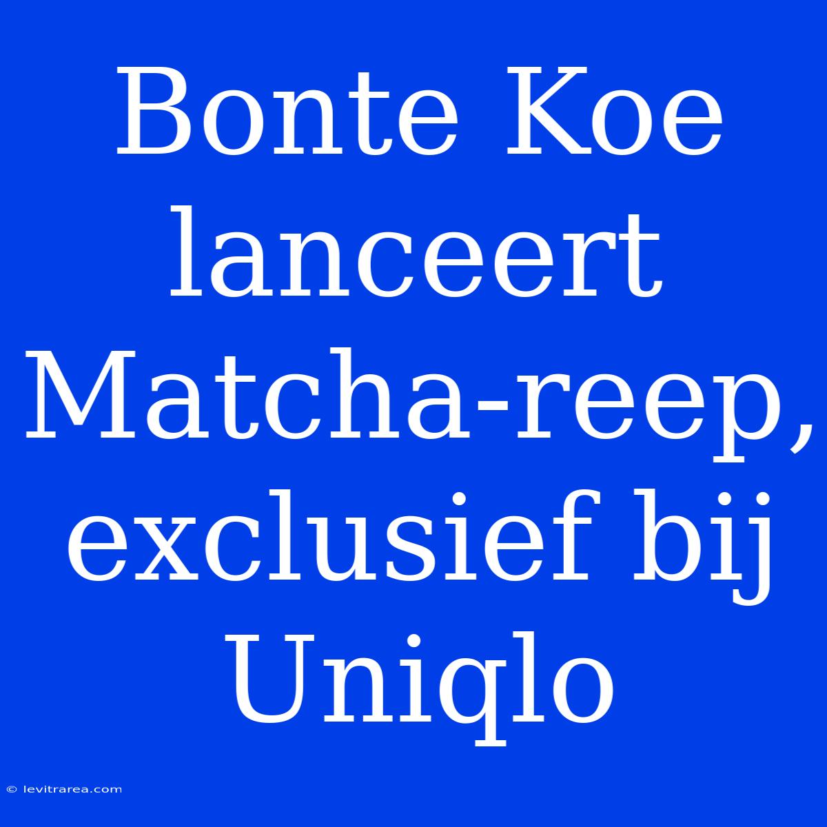 Bonte Koe Lanceert Matcha-reep, Exclusief Bij Uniqlo