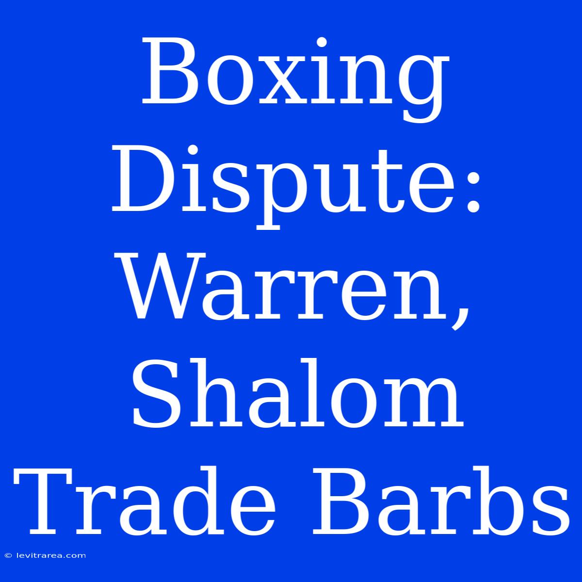 Boxing Dispute: Warren, Shalom Trade Barbs