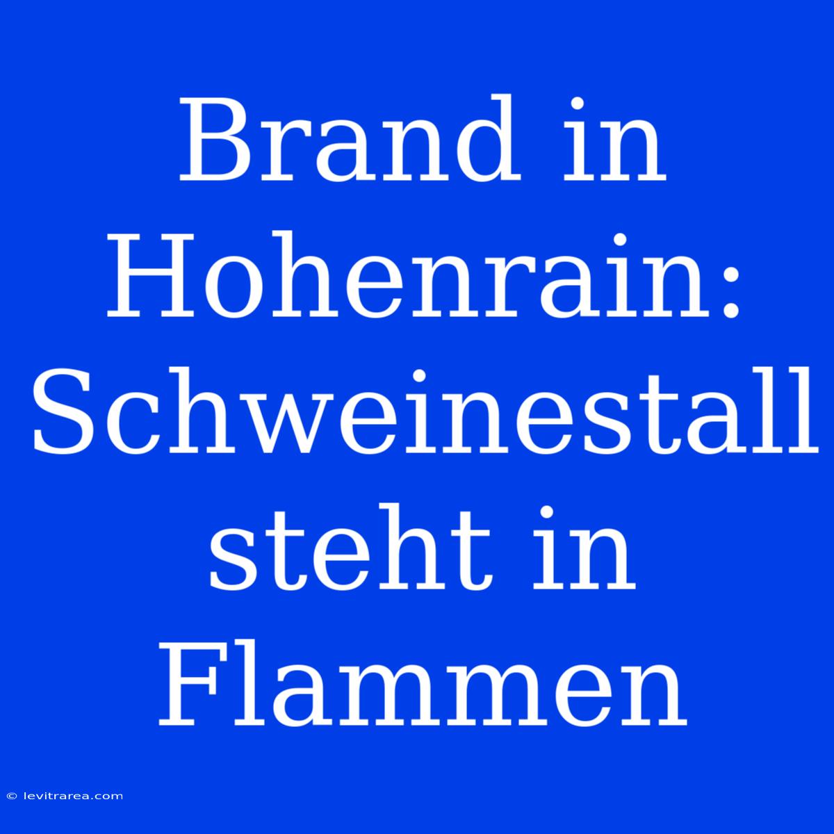 Brand In Hohenrain: Schweinestall Steht In Flammen