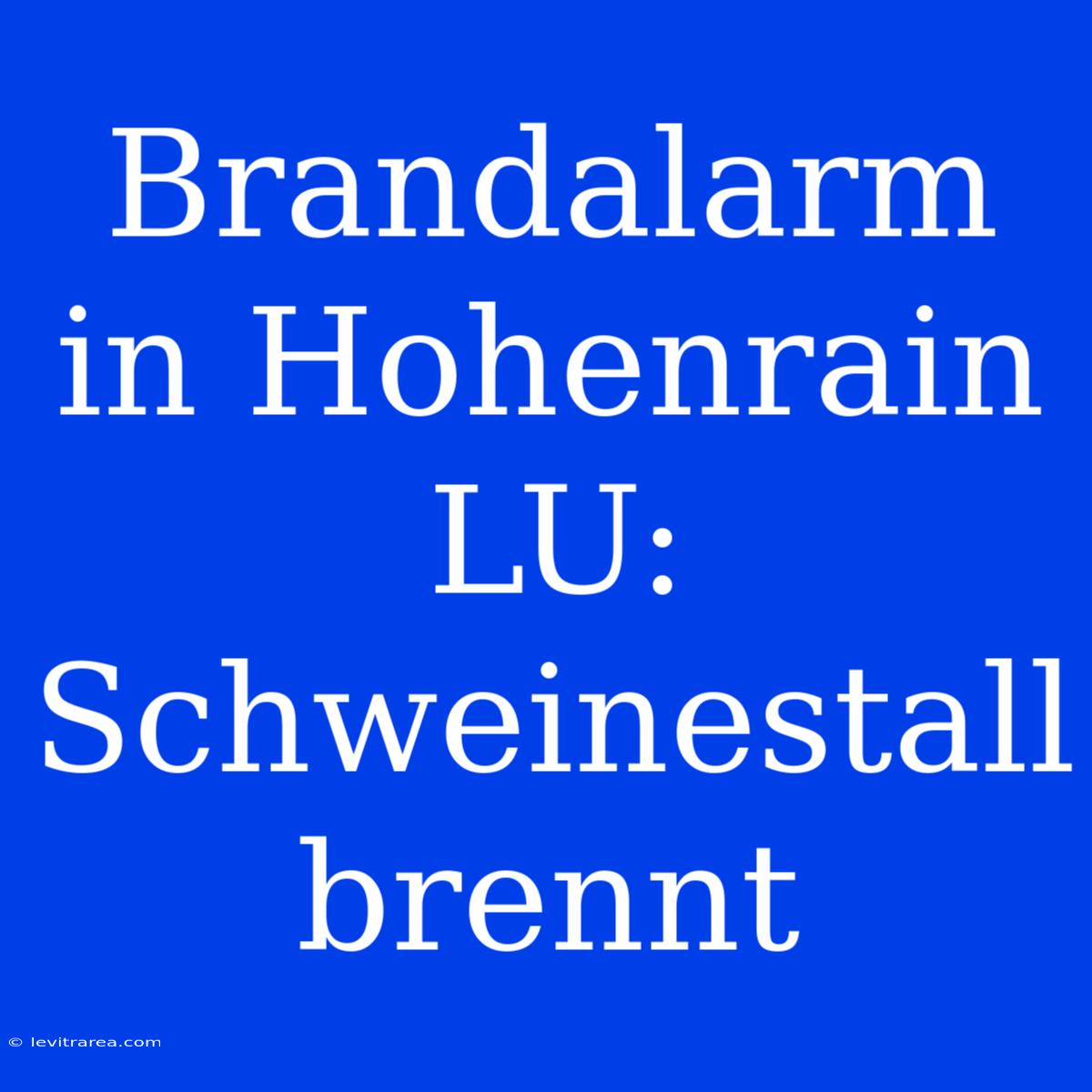 Brandalarm In Hohenrain LU: Schweinestall Brennt