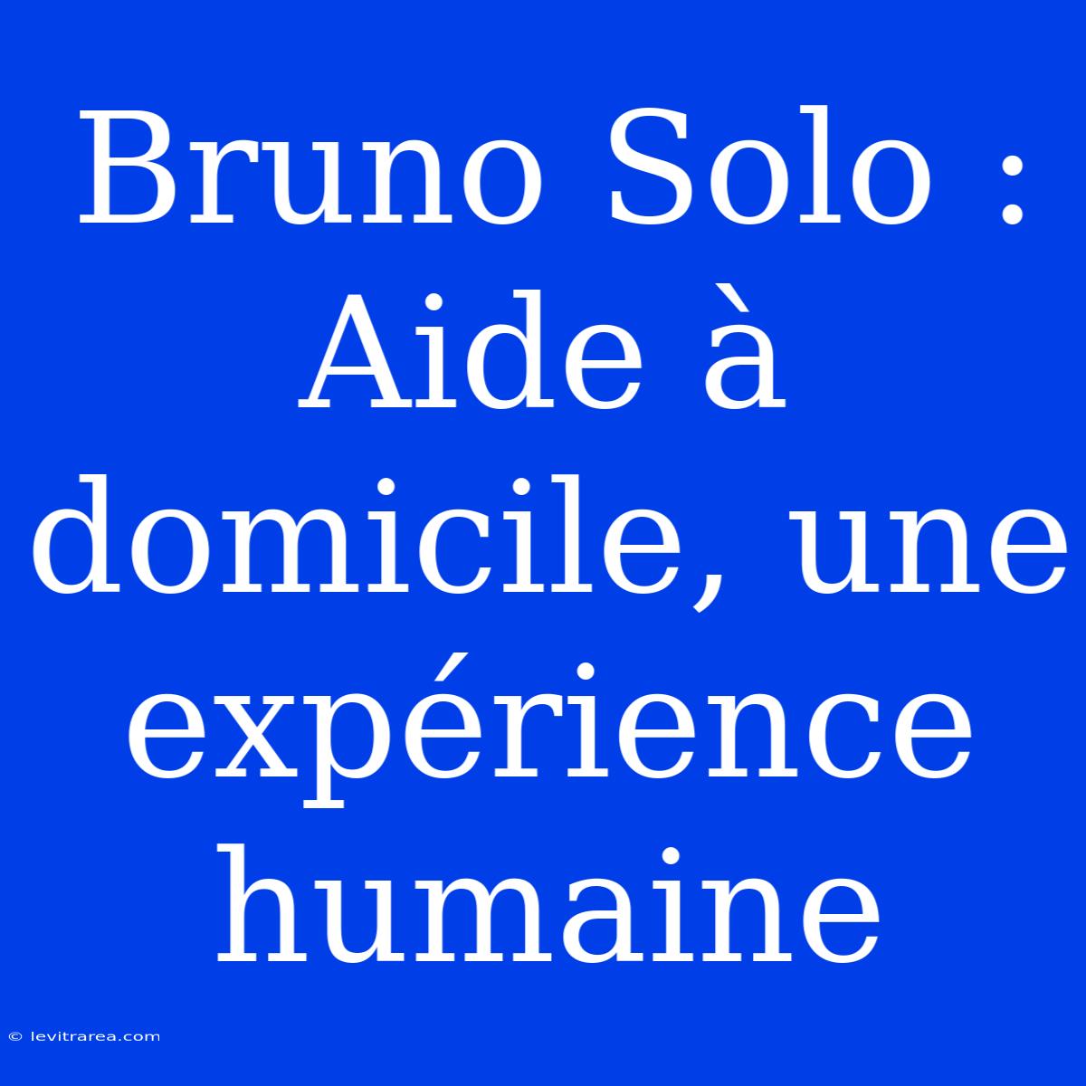 Bruno Solo : Aide À Domicile, Une Expérience Humaine