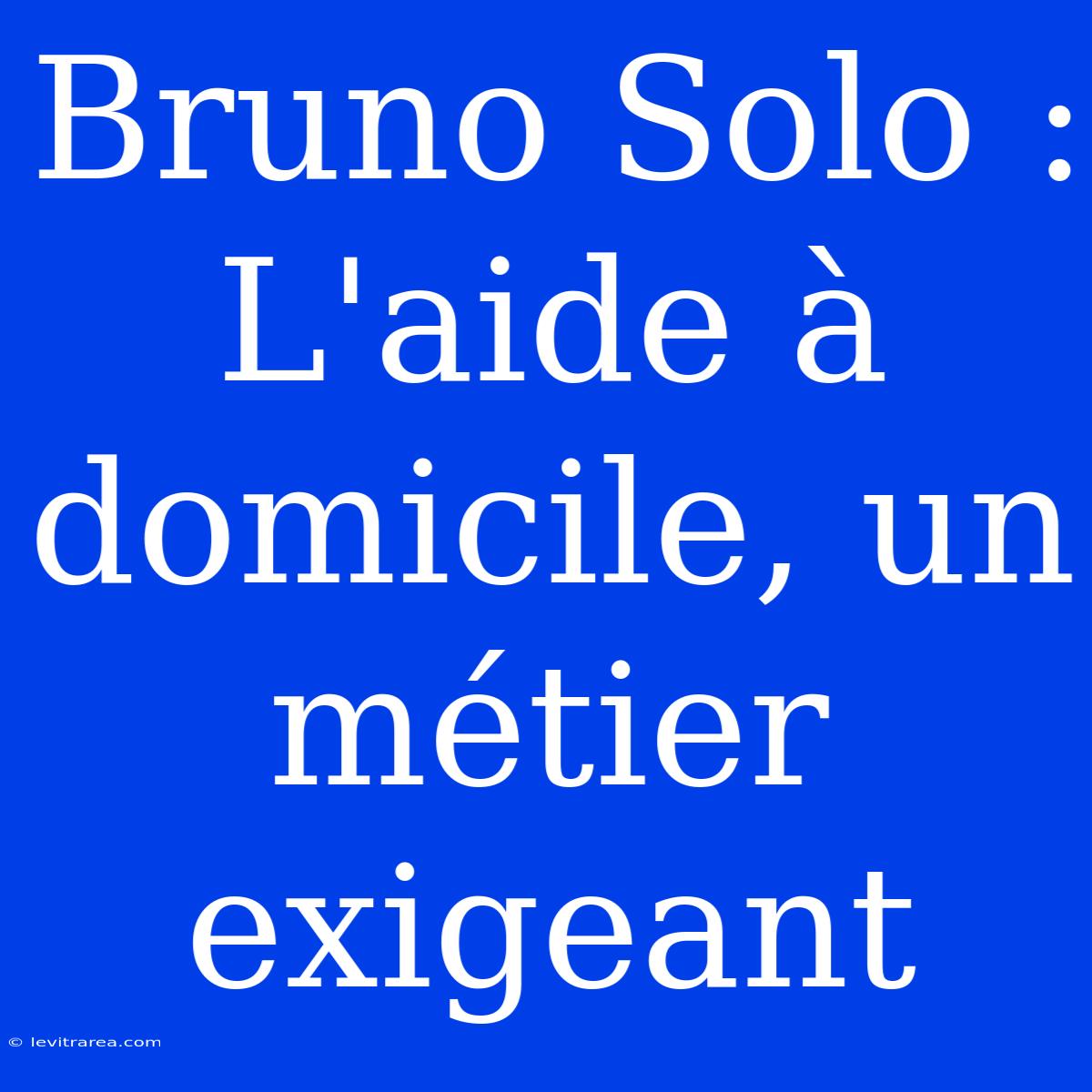 Bruno Solo : L'aide À Domicile, Un Métier Exigeant 