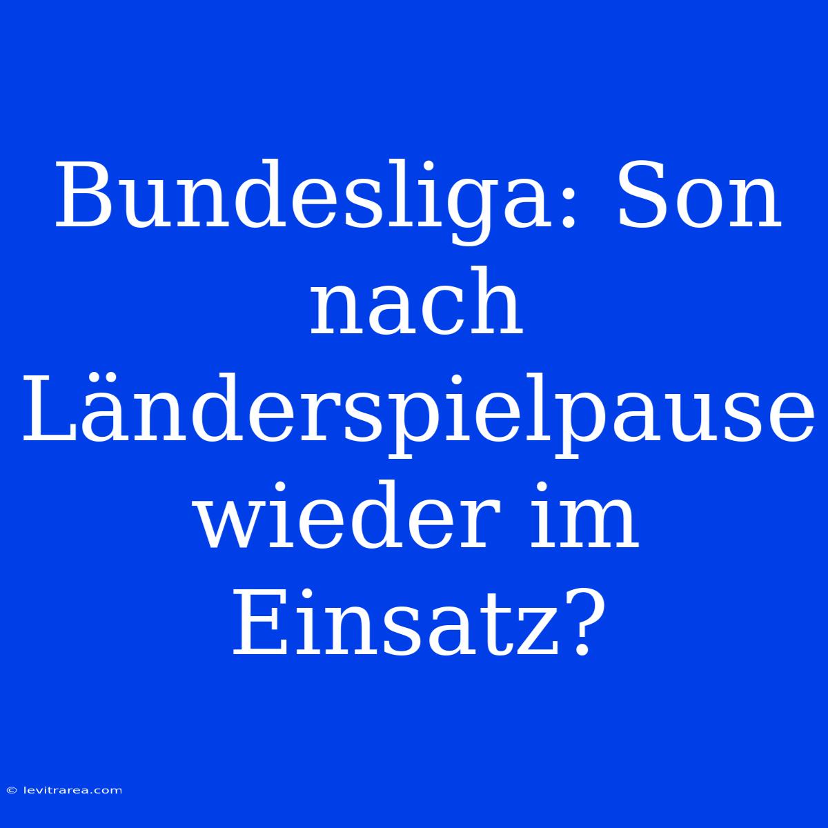 Bundesliga: Son Nach Länderspielpause Wieder Im Einsatz?