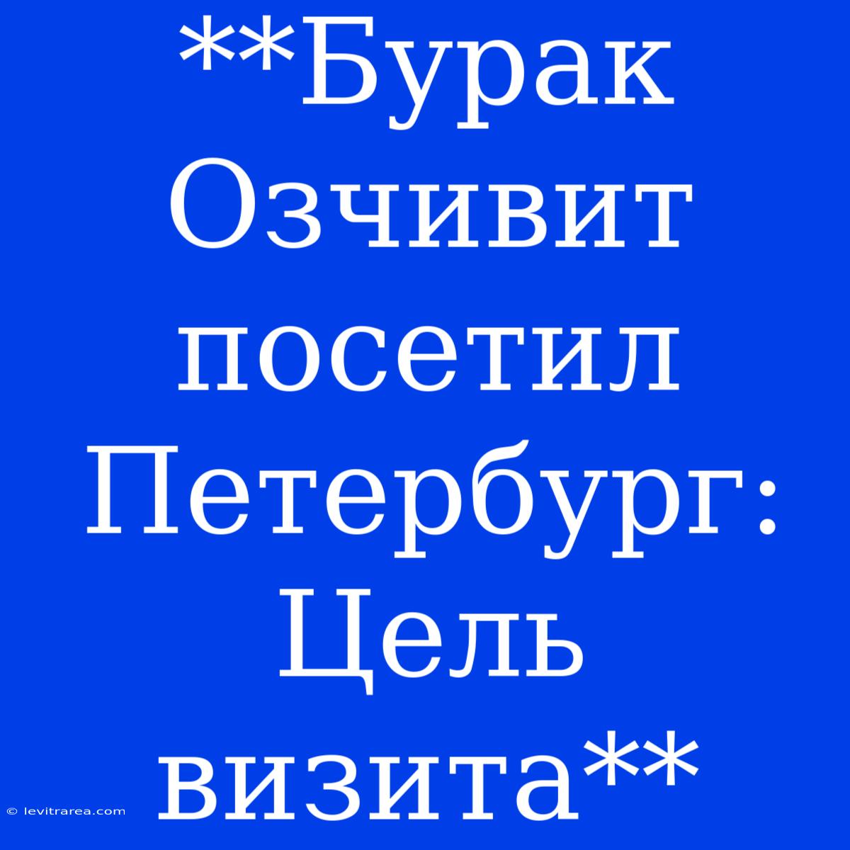 **Бурак Озчивит Посетил Петербург: Цель Визита**