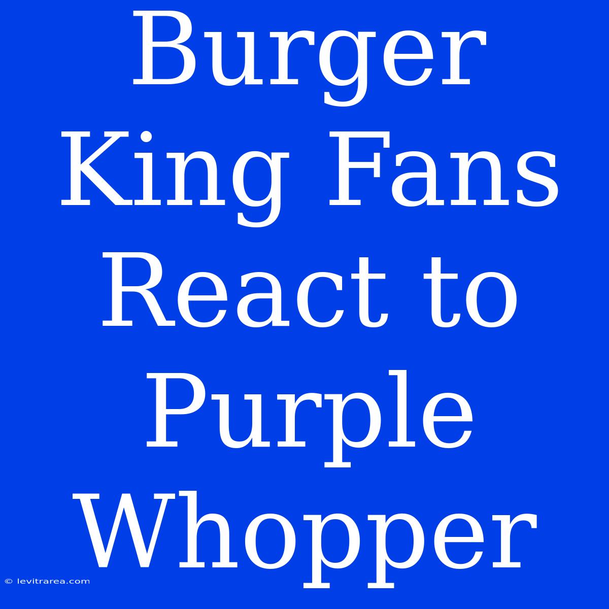 Burger King Fans React To Purple Whopper