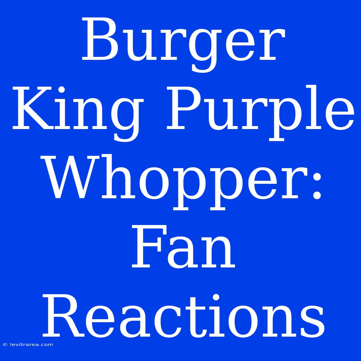 Burger King Purple Whopper: Fan Reactions