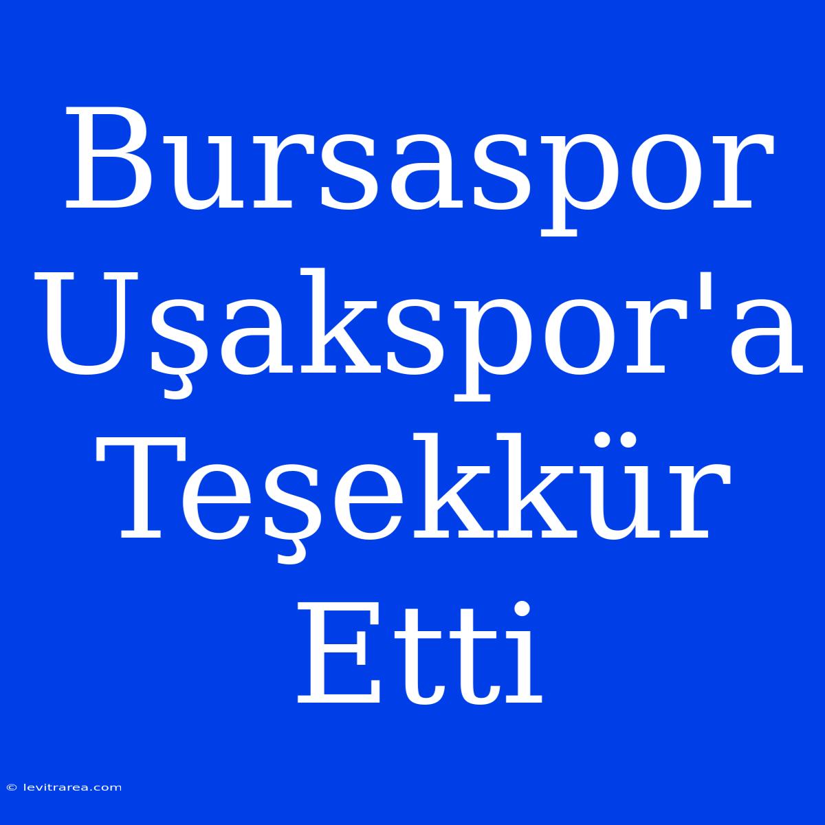 Bursaspor Uşakspor'a Teşekkür Etti