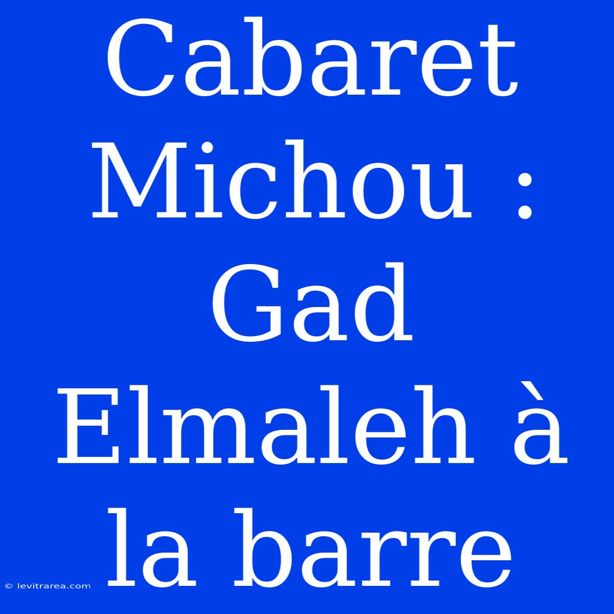 Cabaret Michou : Gad Elmaleh À La Barre