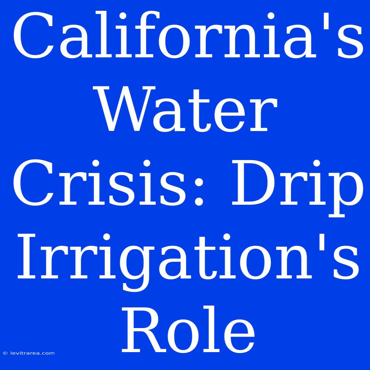 California's Water Crisis: Drip Irrigation's Role