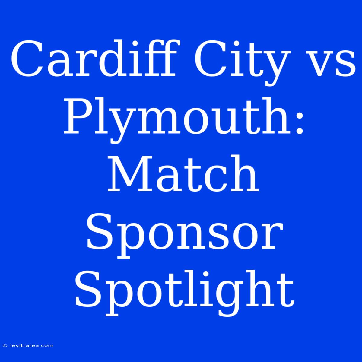 Cardiff City Vs Plymouth: Match Sponsor Spotlight