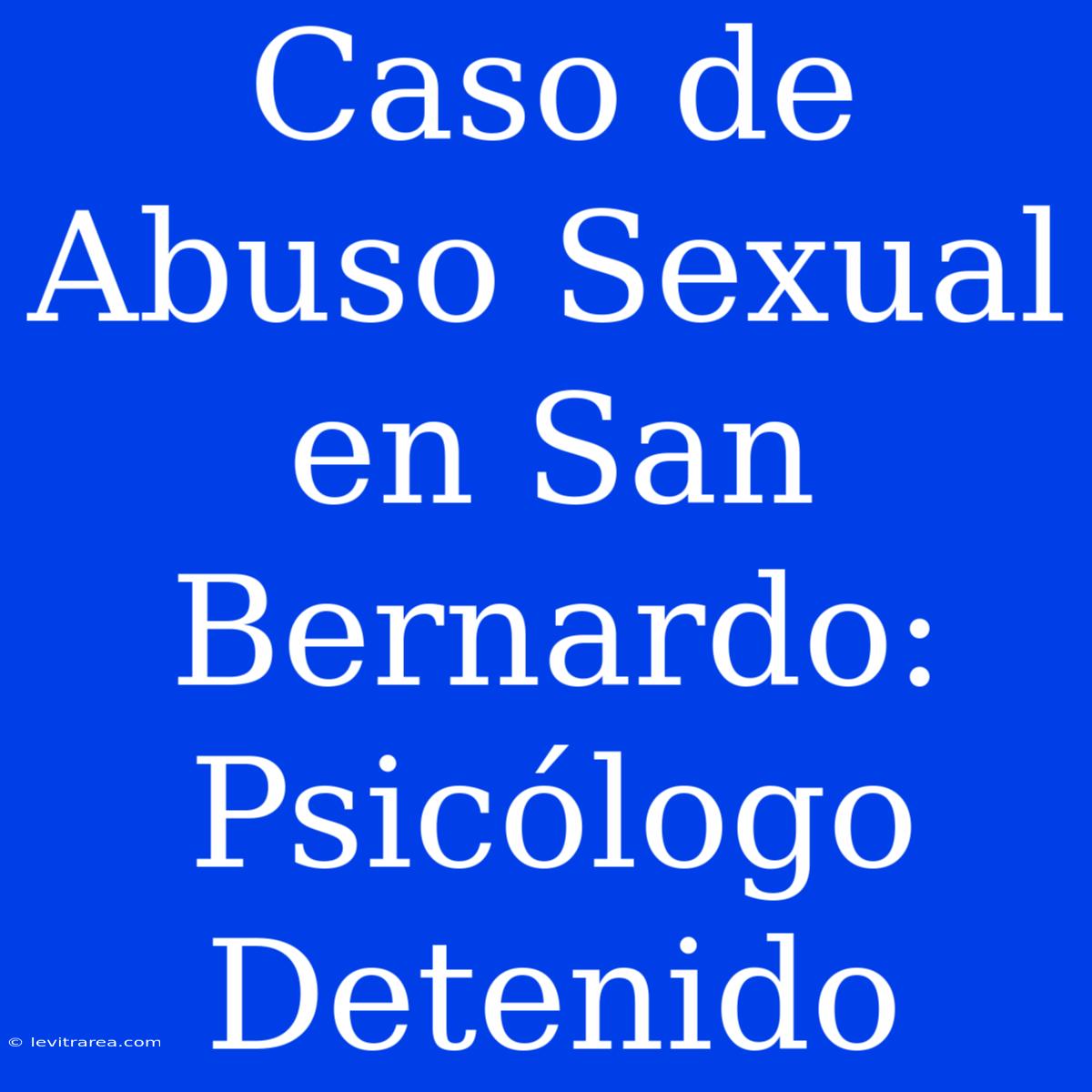 Caso De Abuso Sexual En San Bernardo: Psicólogo Detenido 