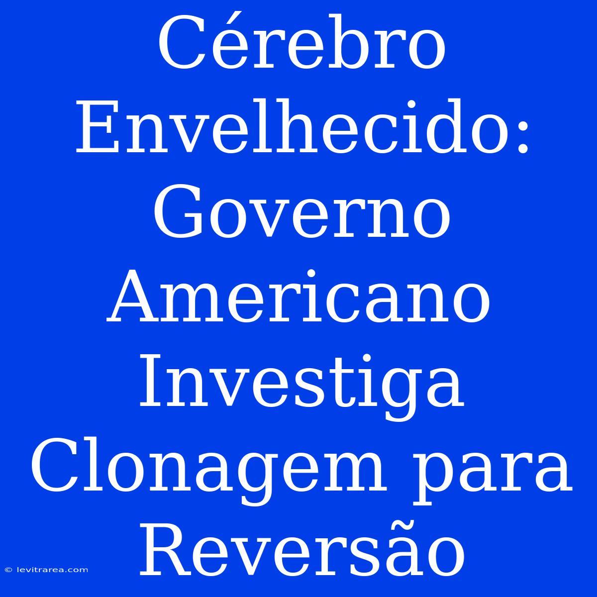 Cérebro Envelhecido: Governo Americano Investiga Clonagem Para Reversão