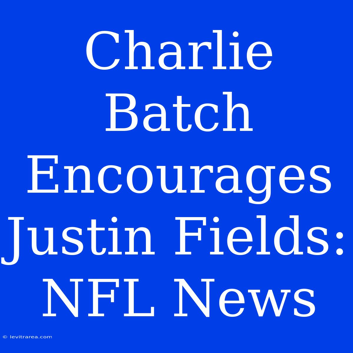 Charlie Batch Encourages Justin Fields: NFL News