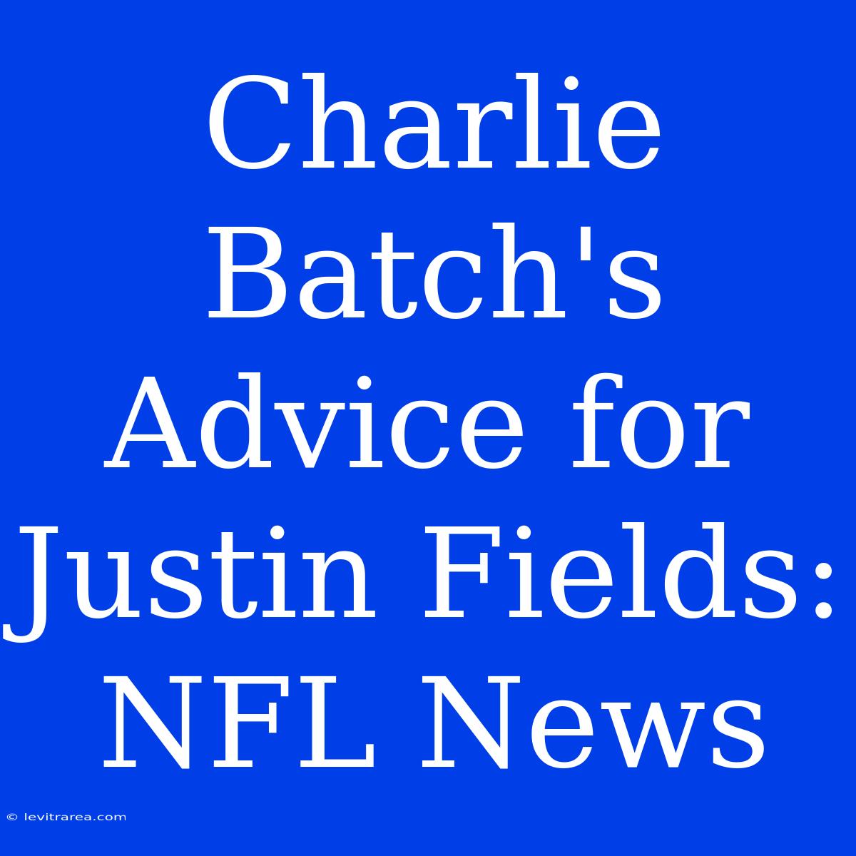 Charlie Batch's Advice For Justin Fields: NFL News