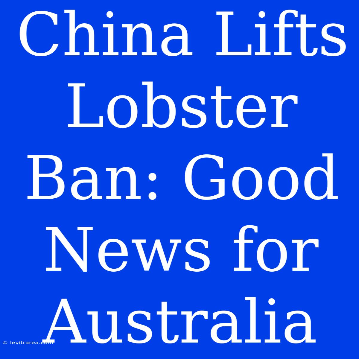 China Lifts Lobster Ban: Good News For Australia