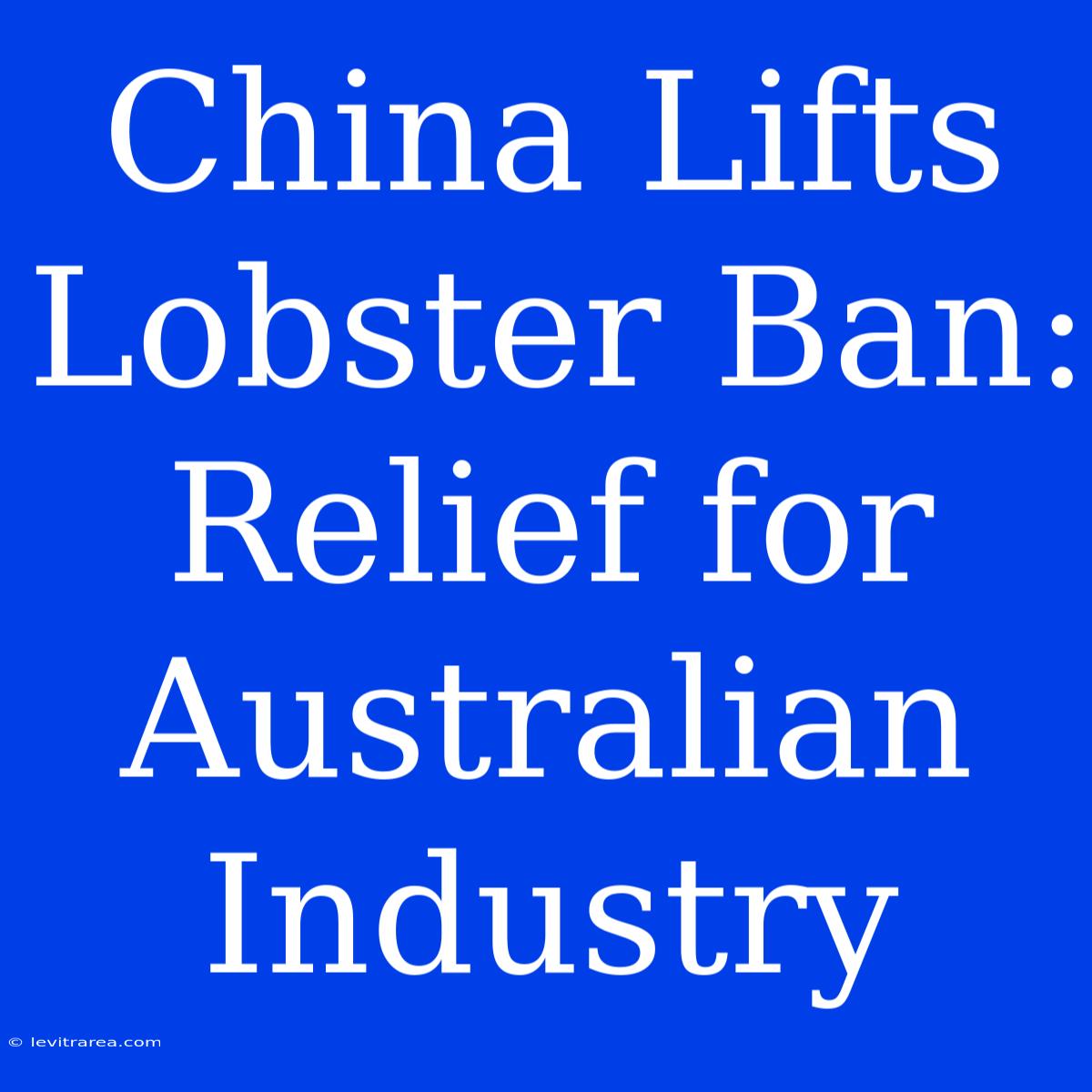 China Lifts Lobster Ban: Relief For Australian Industry