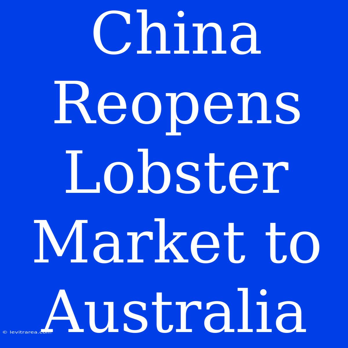 China Reopens Lobster Market To Australia