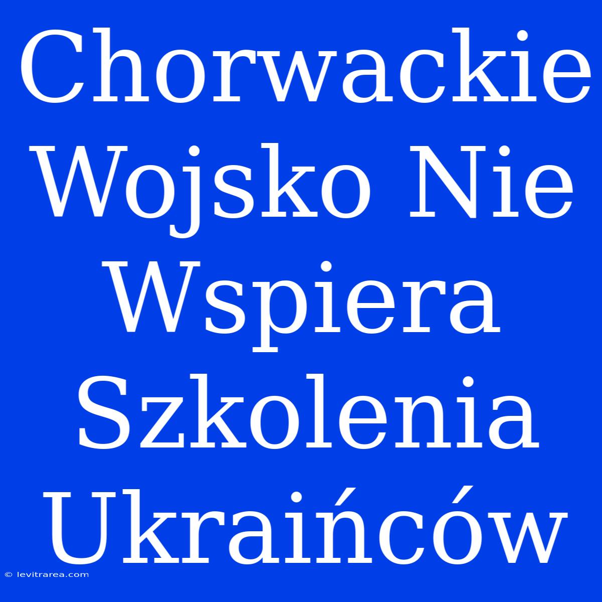 Chorwackie Wojsko Nie Wspiera Szkolenia Ukraińców