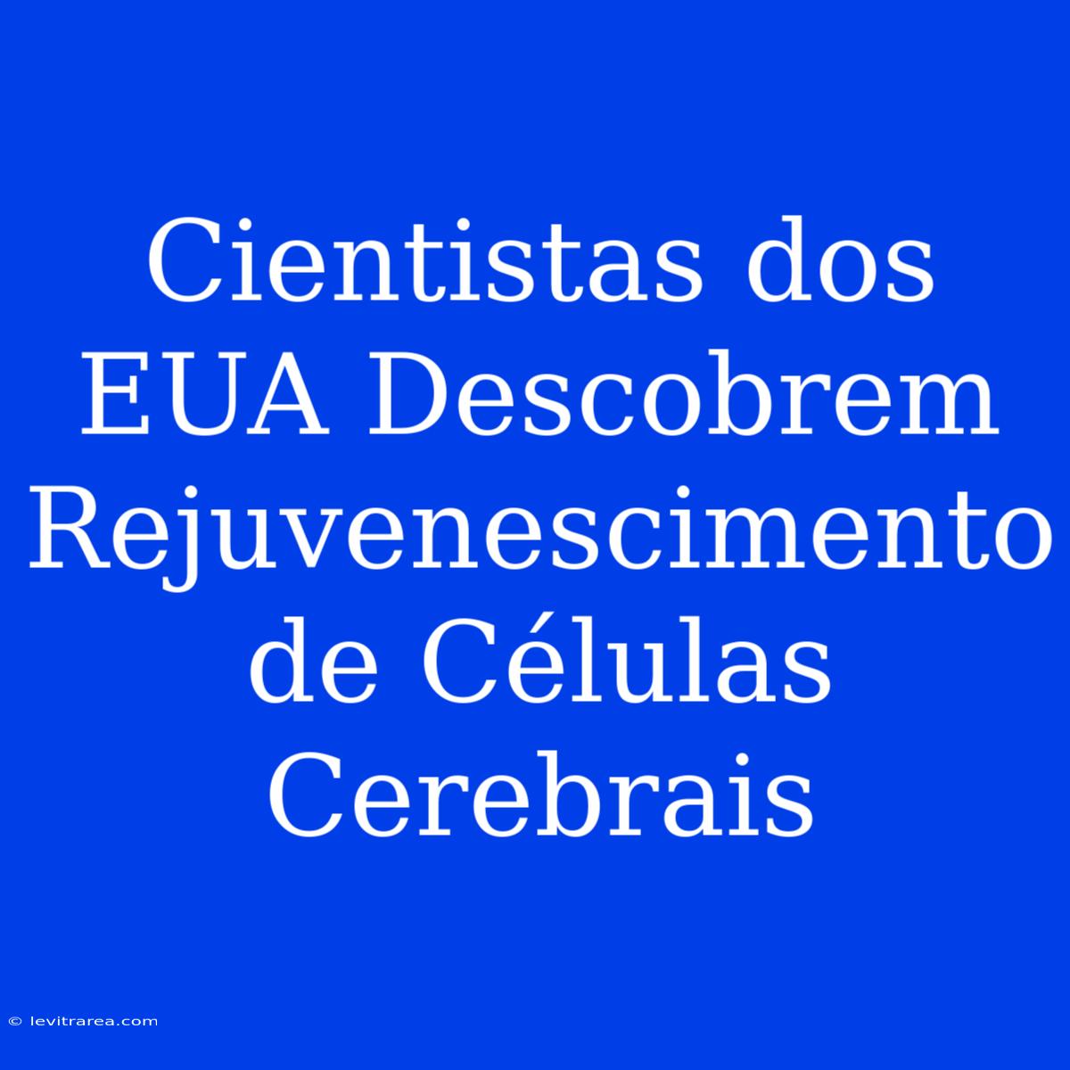 Cientistas Dos EUA Descobrem Rejuvenescimento De Células Cerebrais