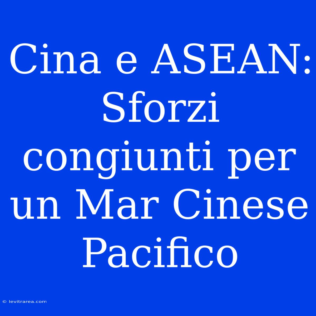 Cina E ASEAN: Sforzi Congiunti Per Un Mar Cinese Pacifico