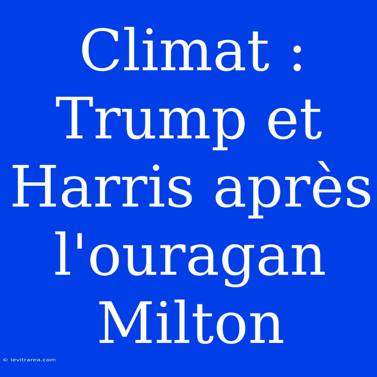 Climat : Trump Et Harris Après L'ouragan Milton