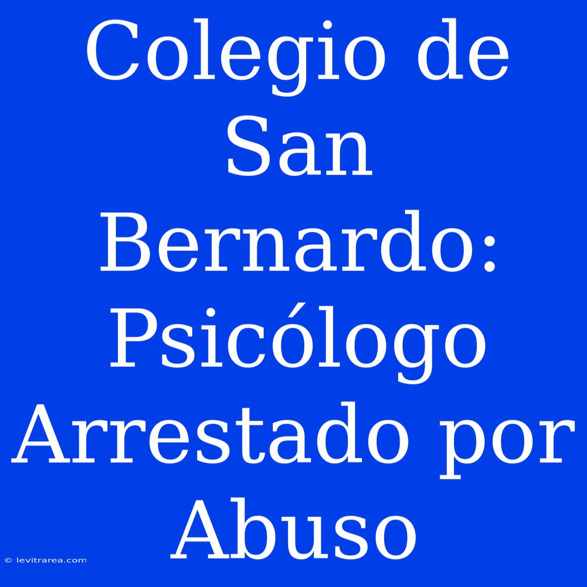 Colegio De San Bernardo: Psicólogo Arrestado Por Abuso