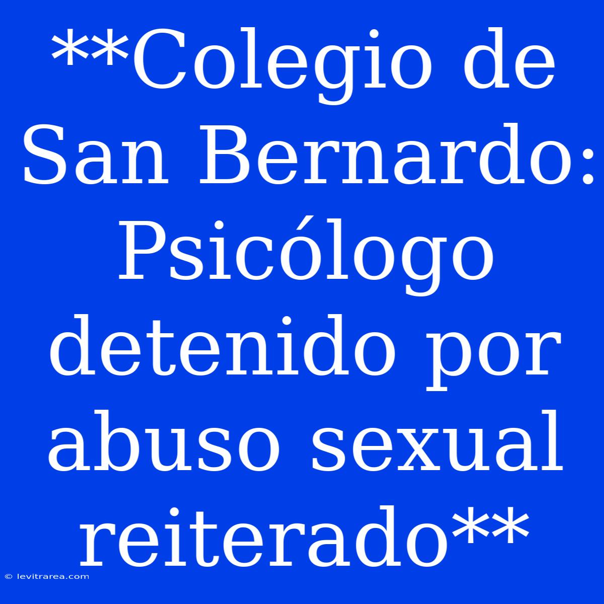 **Colegio De San Bernardo: Psicólogo Detenido Por Abuso Sexual Reiterado**