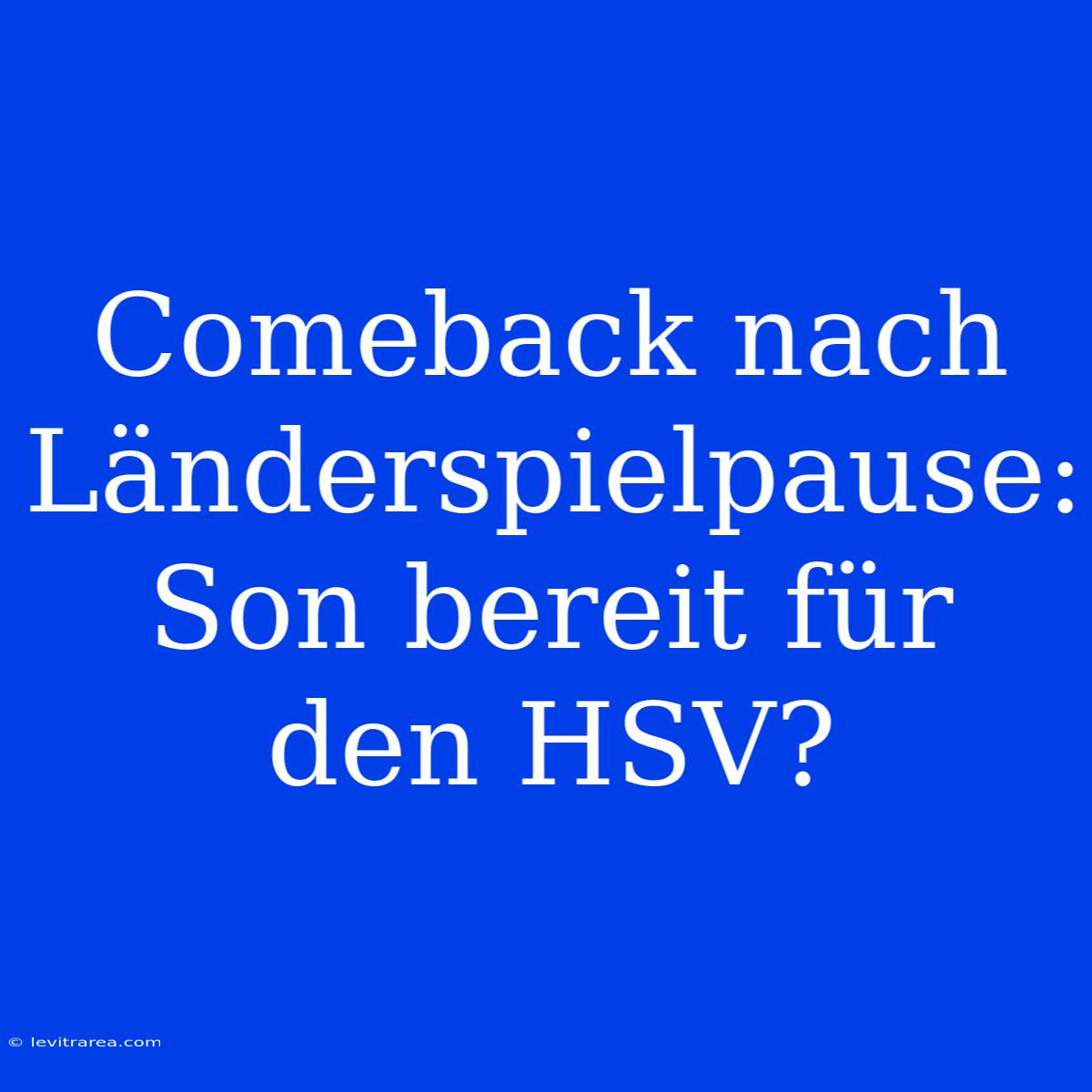 Comeback Nach Länderspielpause: Son Bereit Für Den HSV?