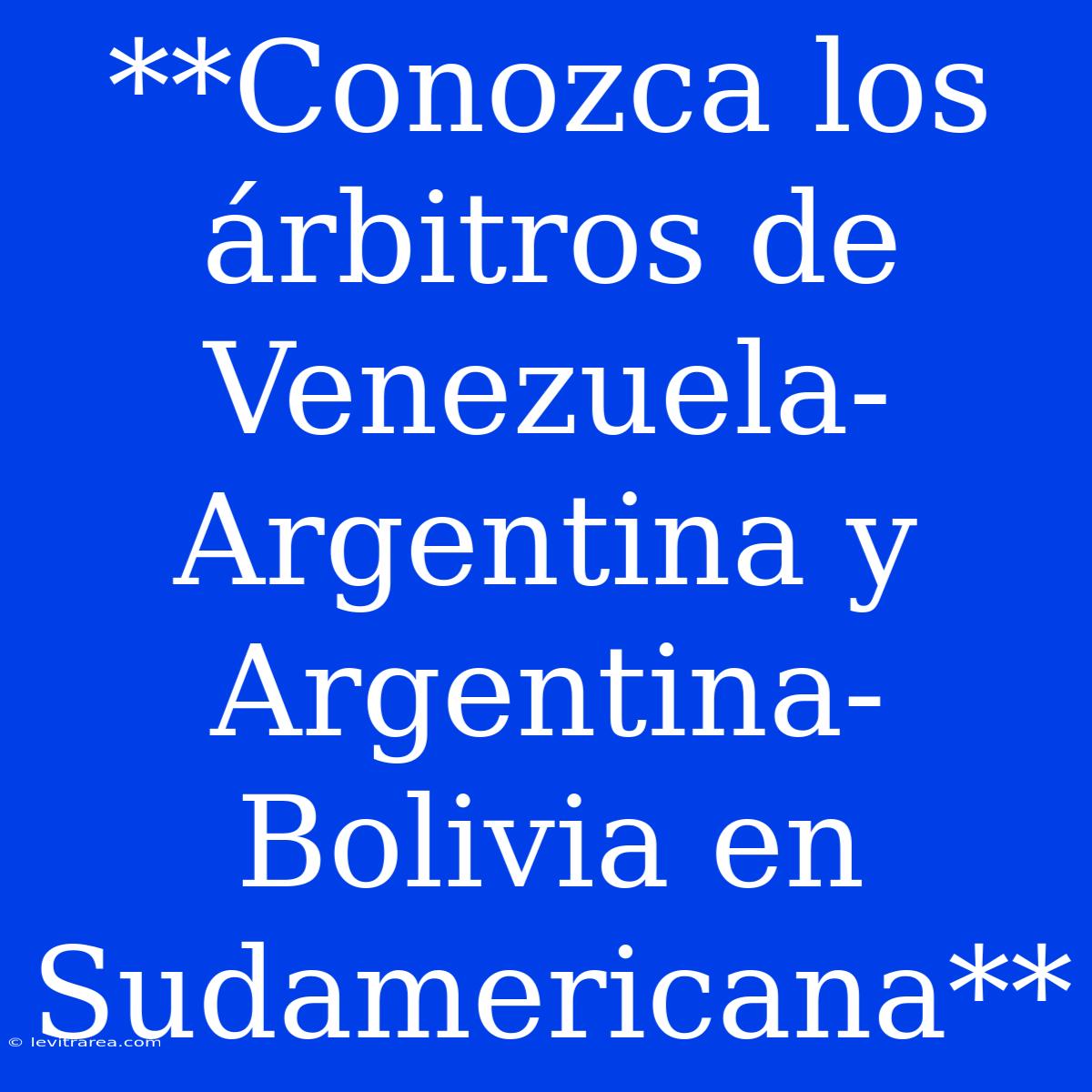 **Conozca Los Árbitros De Venezuela-Argentina Y Argentina-Bolivia En Sudamericana** 