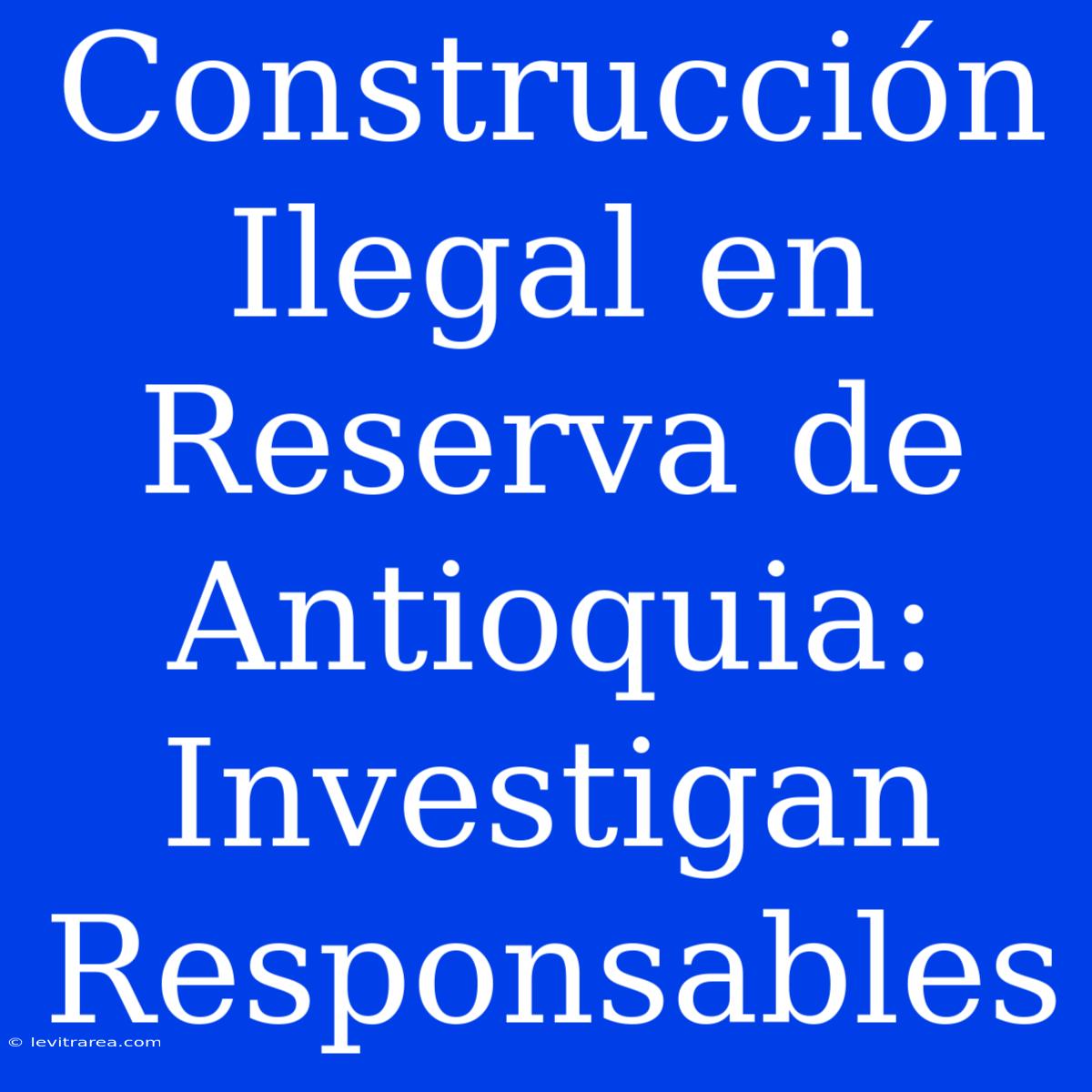 Construcción Ilegal En Reserva De Antioquia: Investigan Responsables