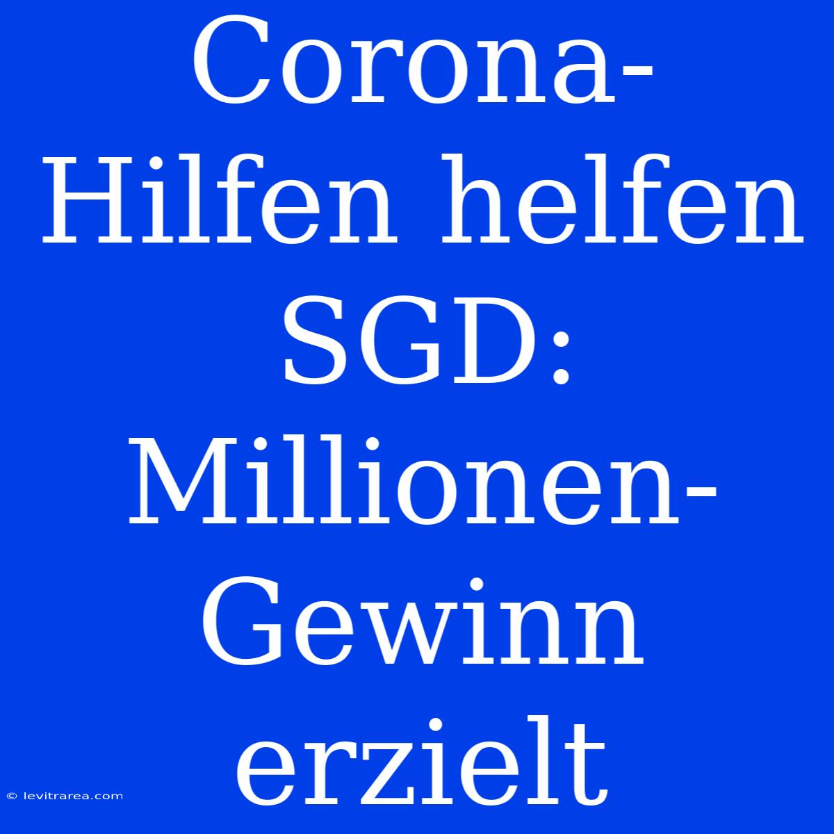 Corona-Hilfen Helfen SGD: Millionen-Gewinn Erzielt