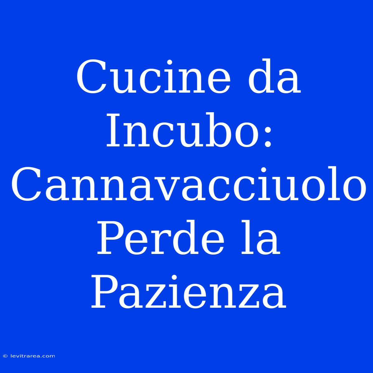 Cucine Da Incubo: Cannavacciuolo Perde La Pazienza