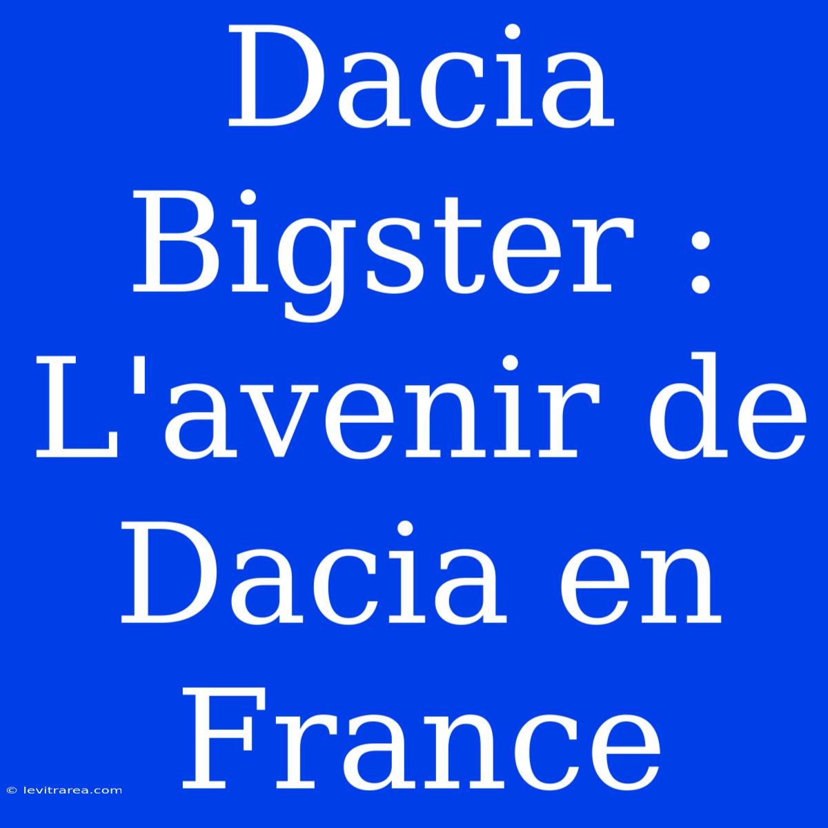 Dacia Bigster : L'avenir De Dacia En France