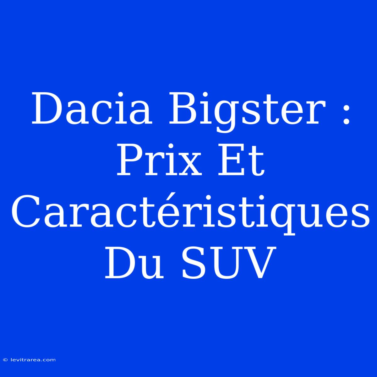 Dacia Bigster : Prix Et Caractéristiques Du SUV