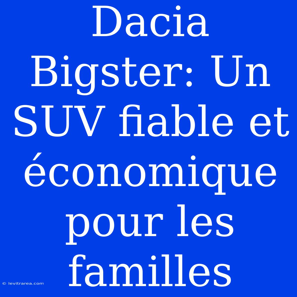 Dacia Bigster: Un SUV Fiable Et Économique Pour Les Familles