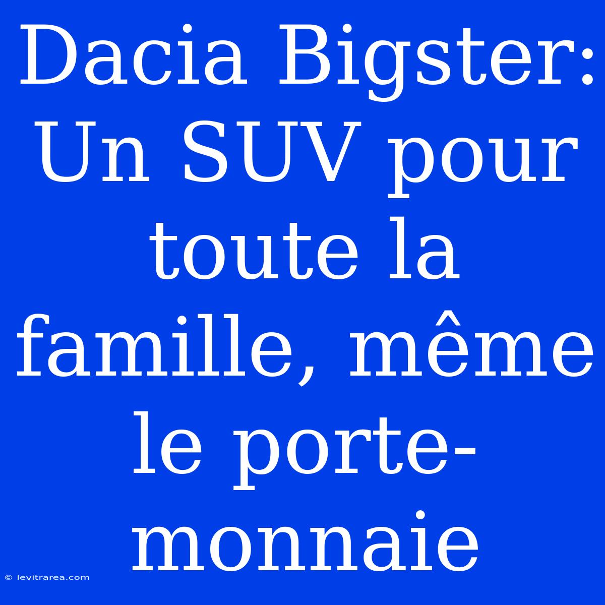 Dacia Bigster: Un SUV Pour Toute La Famille, Même Le Porte-monnaie 