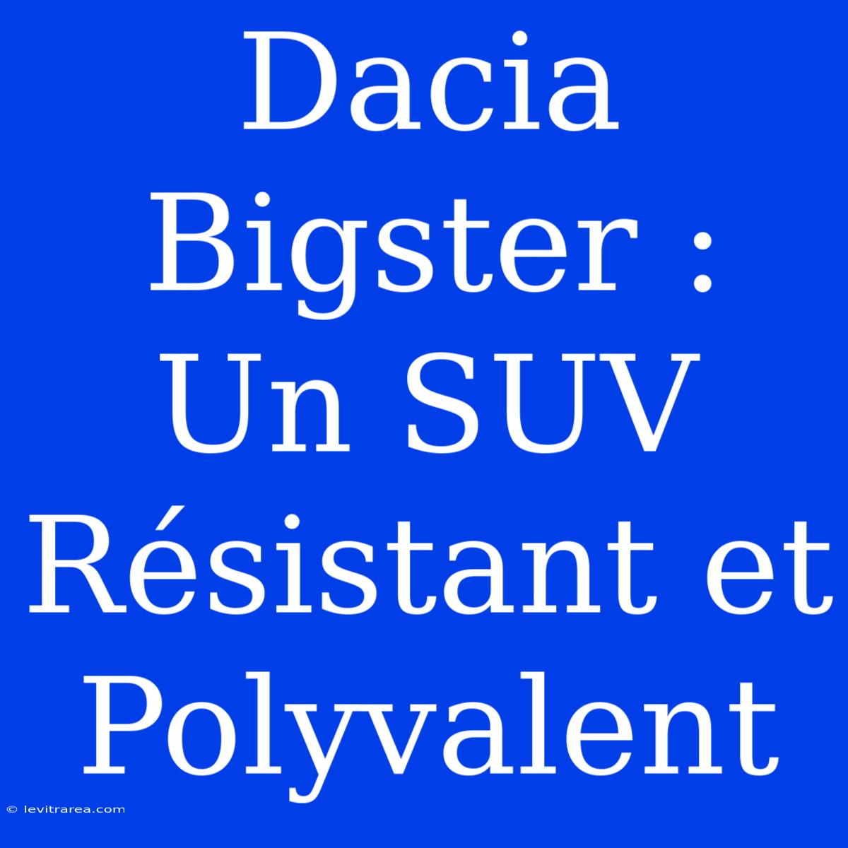 Dacia Bigster : Un SUV Résistant Et Polyvalent