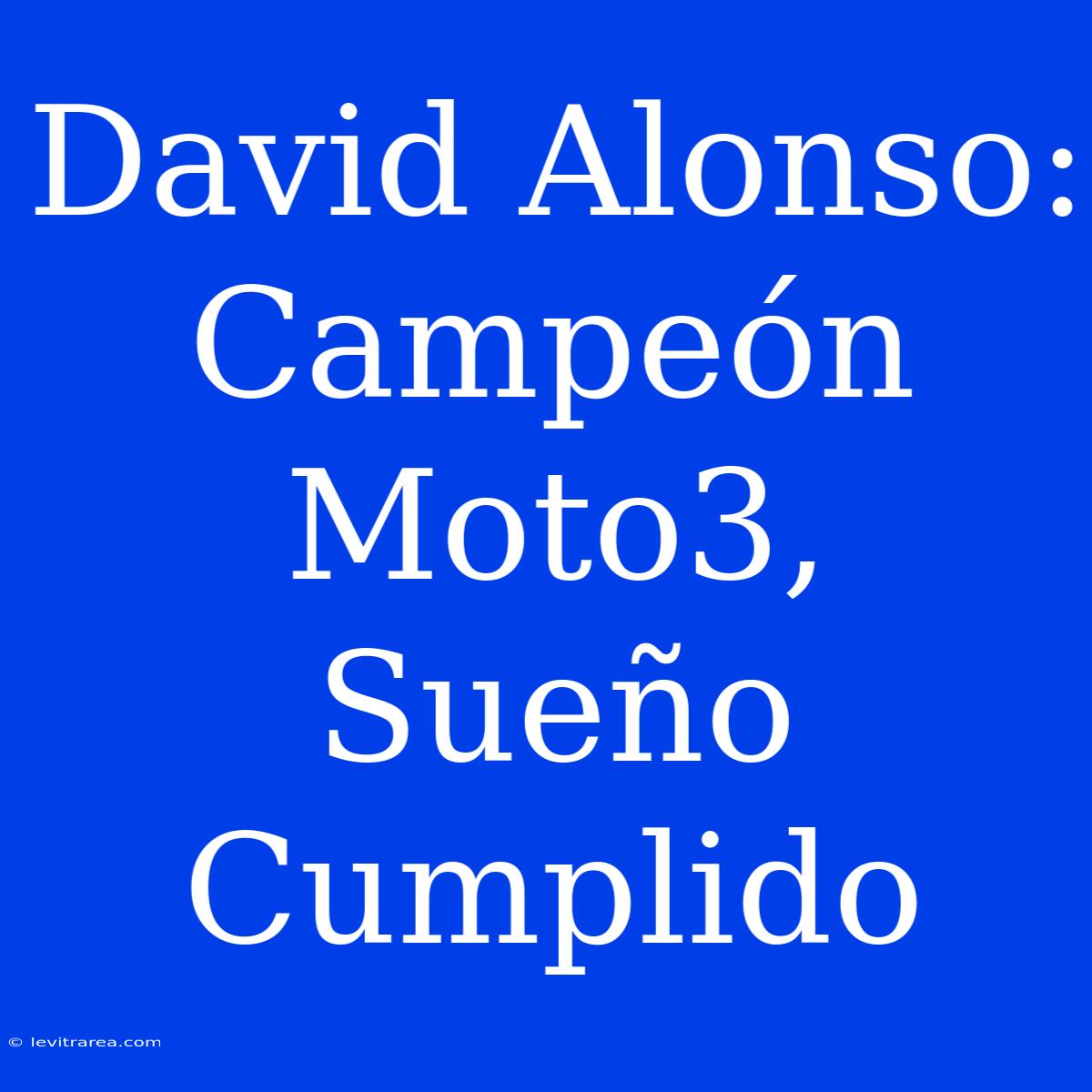 David Alonso: Campeón Moto3, Sueño Cumplido