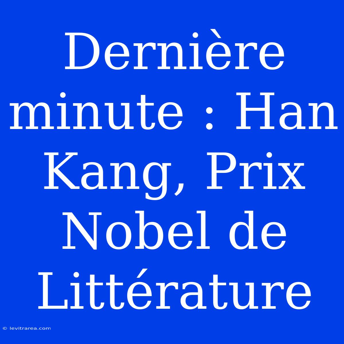 Dernière Minute : Han Kang, Prix Nobel De Littérature