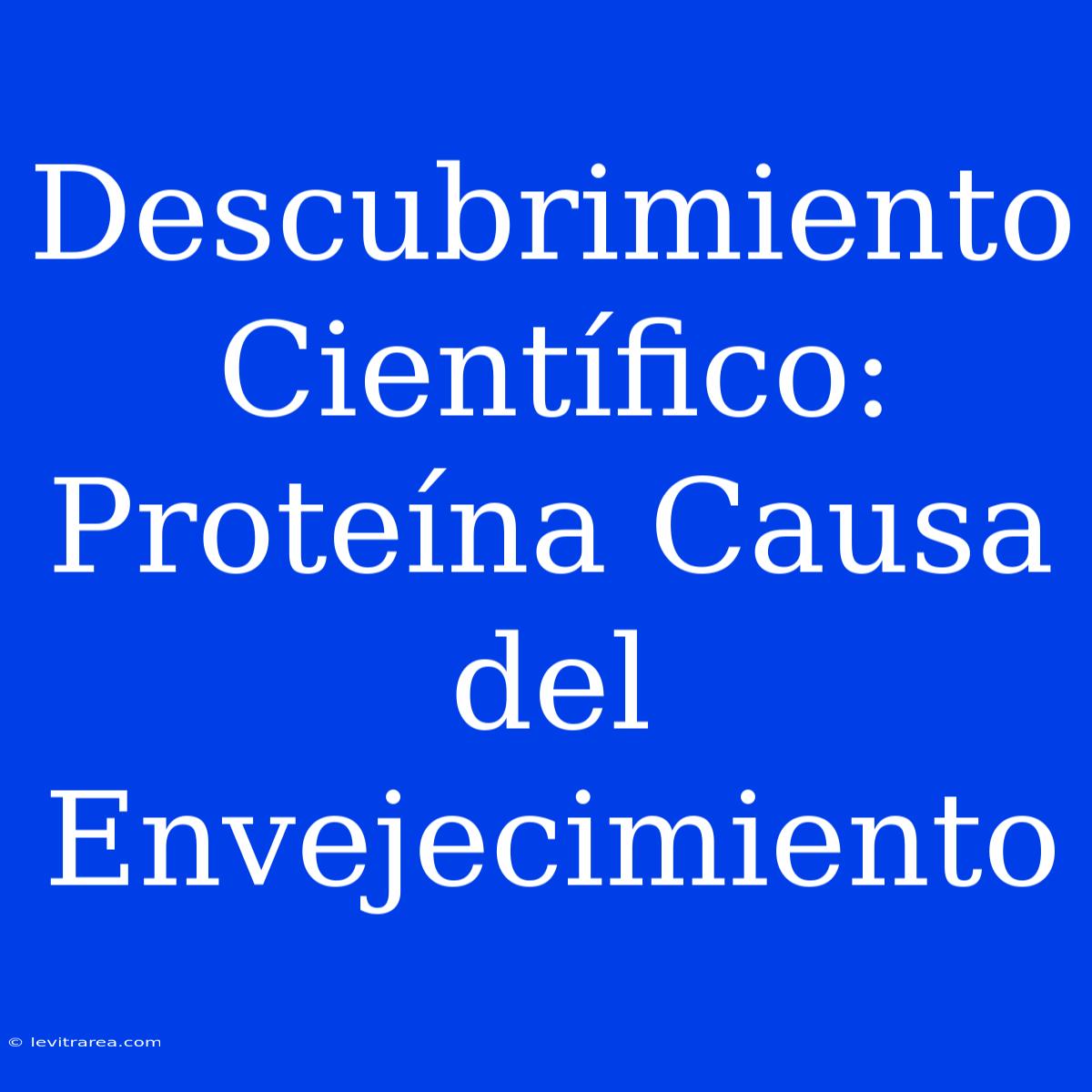 Descubrimiento Científico: Proteína Causa Del Envejecimiento