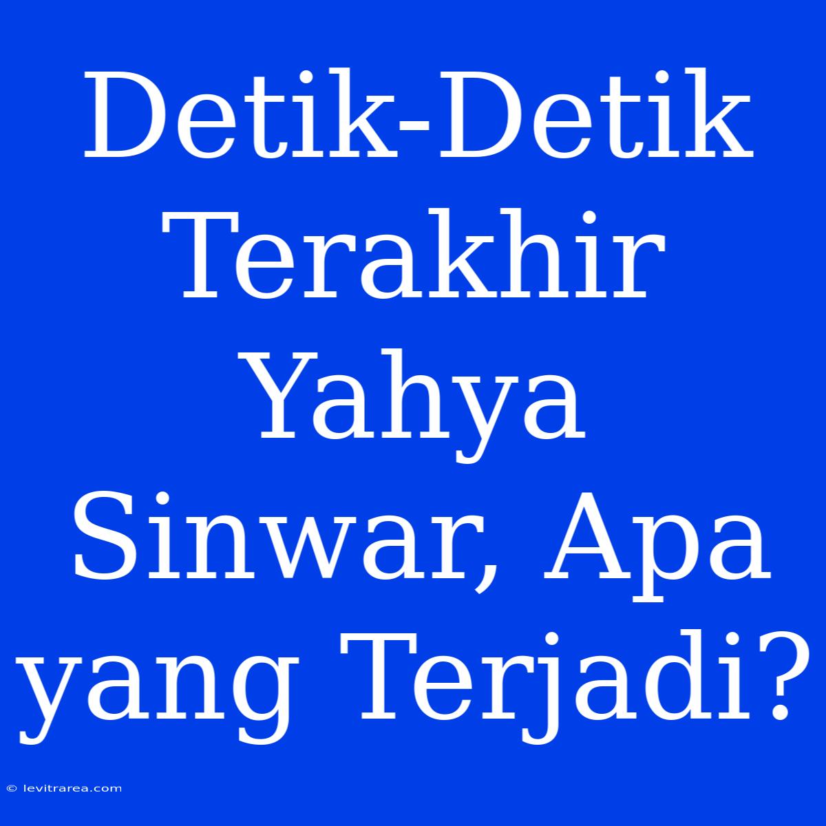 Detik-Detik Terakhir Yahya Sinwar, Apa Yang Terjadi?