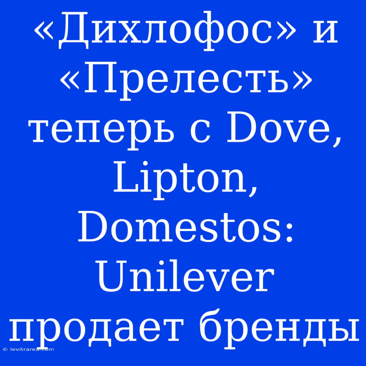 «Дихлофос» И «Прелесть» Теперь С Dove, Lipton, Domestos: Unilever Продает Бренды