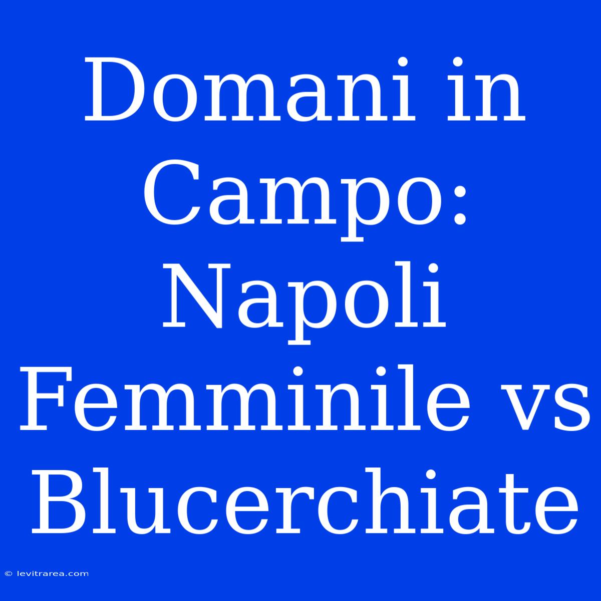 Domani In Campo: Napoli Femminile Vs Blucerchiate