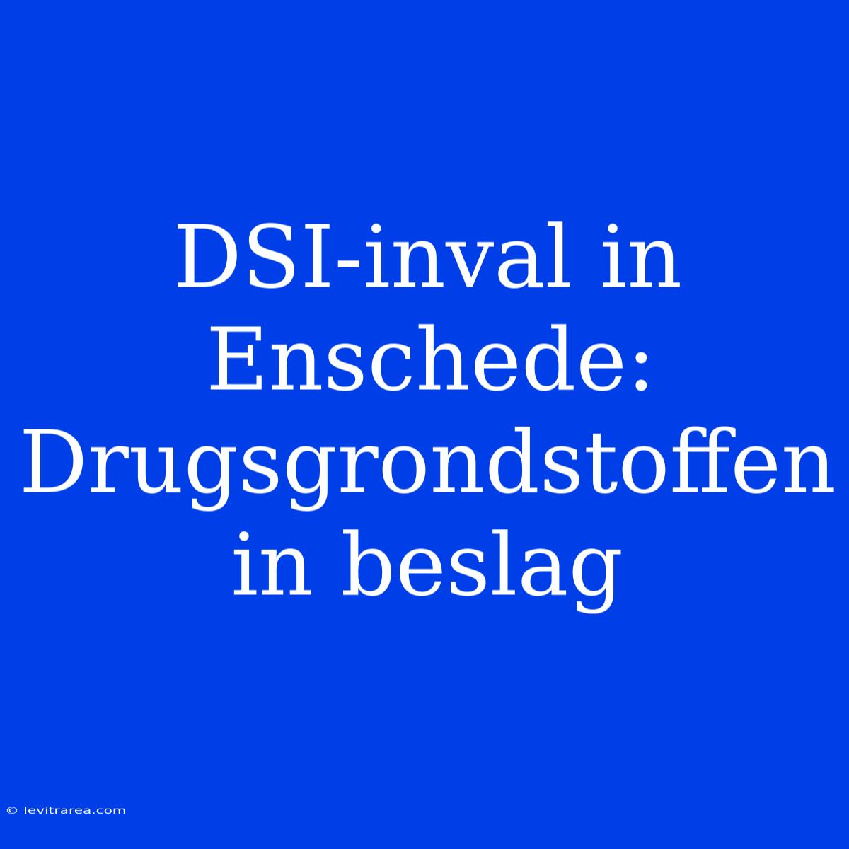 DSI-inval In Enschede: Drugsgrondstoffen In Beslag