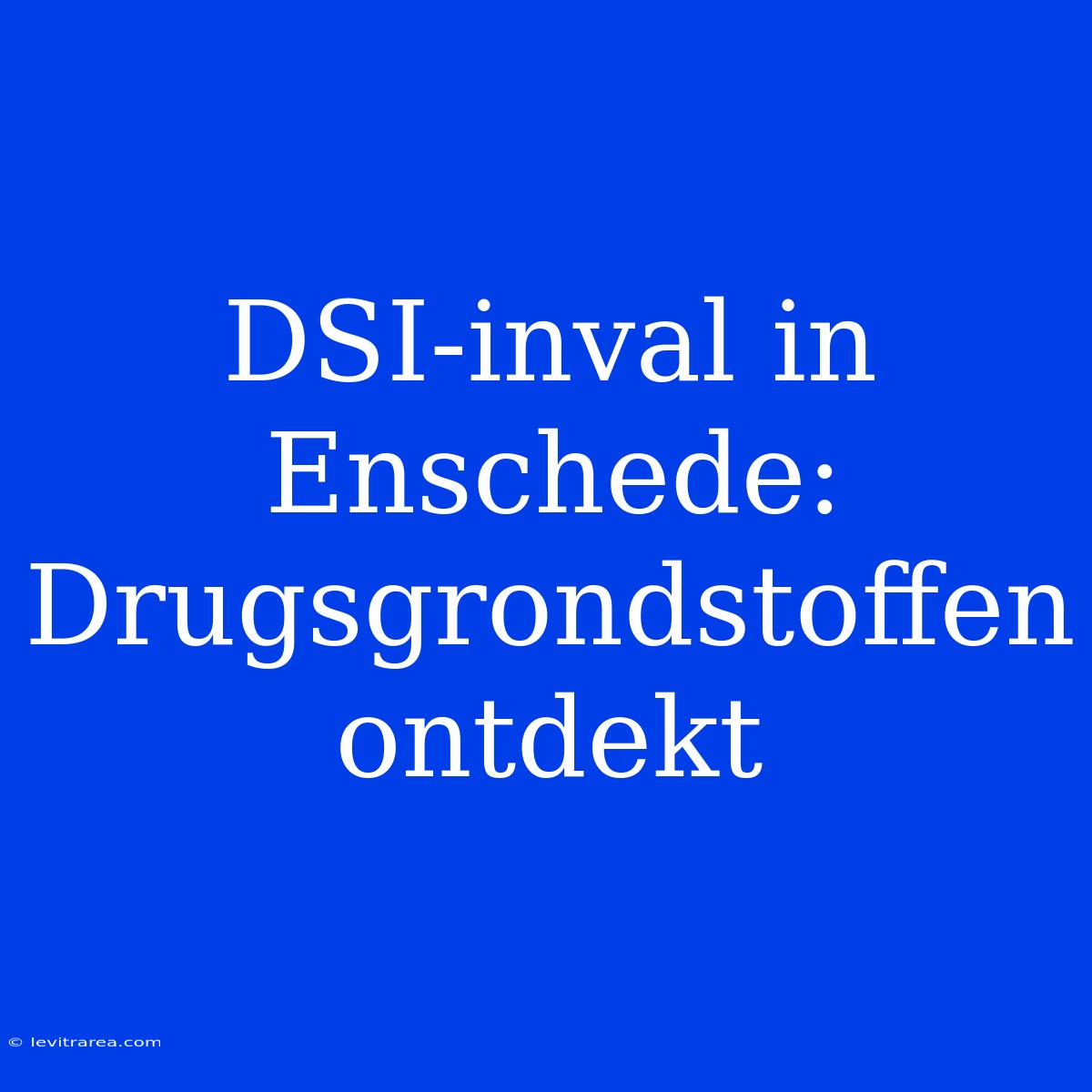 DSI-inval In Enschede: Drugsgrondstoffen Ontdekt 