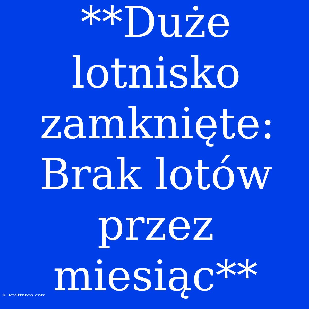 **Duże Lotnisko Zamknięte:  Brak Lotów Przez Miesiąc** 