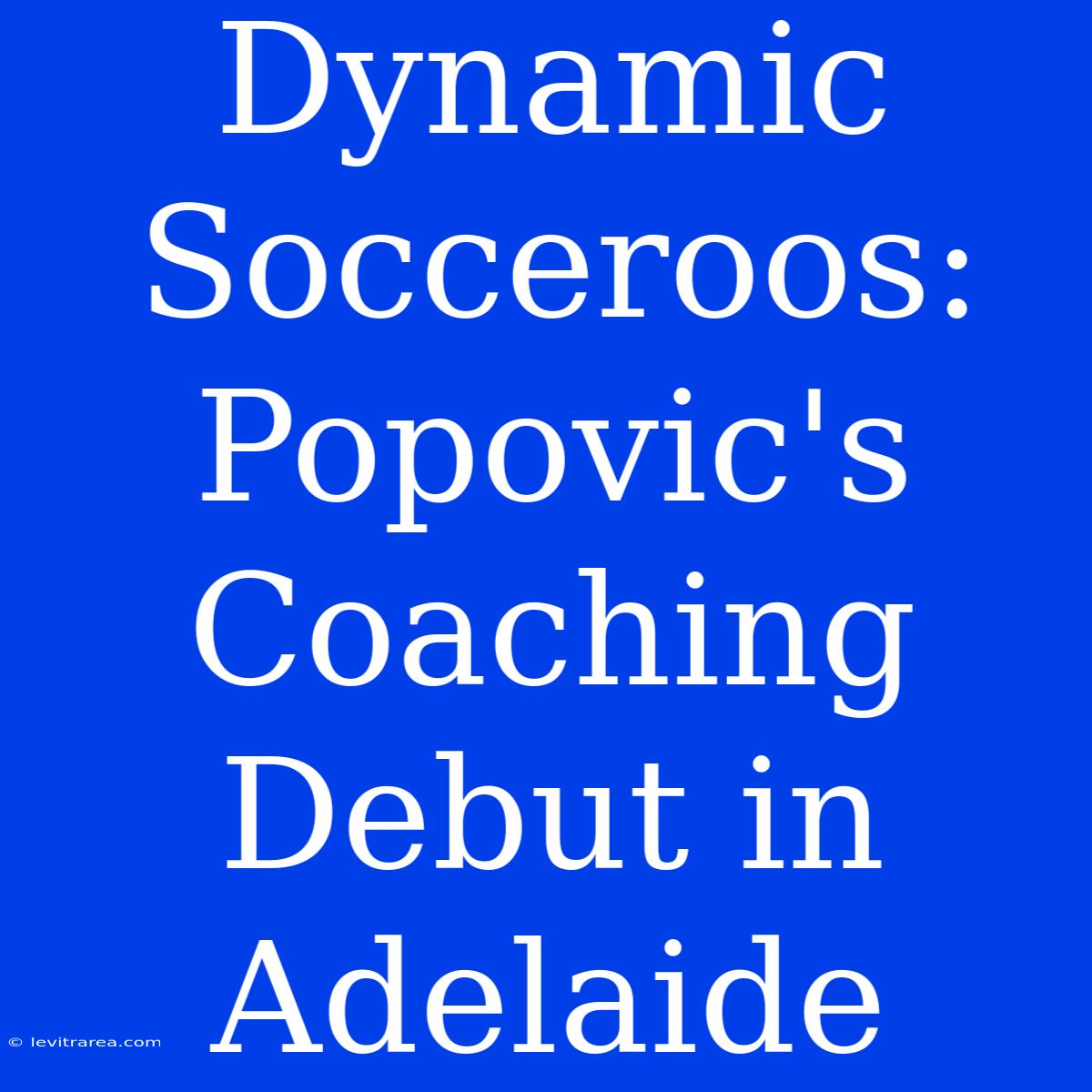 Dynamic Socceroos: Popovic's Coaching Debut In Adelaide