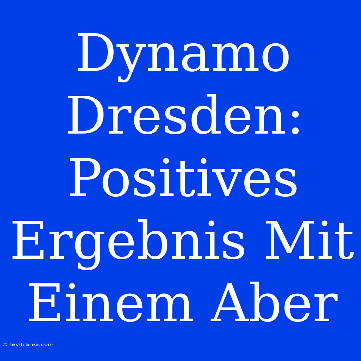 Dynamo Dresden: Positives Ergebnis Mit Einem Aber