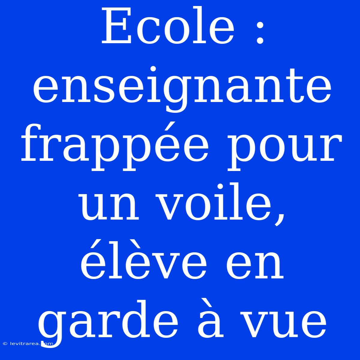 Ecole : Enseignante Frappée Pour Un Voile, Élève En Garde À Vue